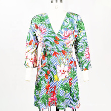 2020 Summer Floral Printed  Dress Elegant Boho Dresses With Bandage For Women